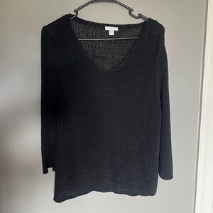 J. Jill Black V-Neck Women's Sweater Size Large Petite